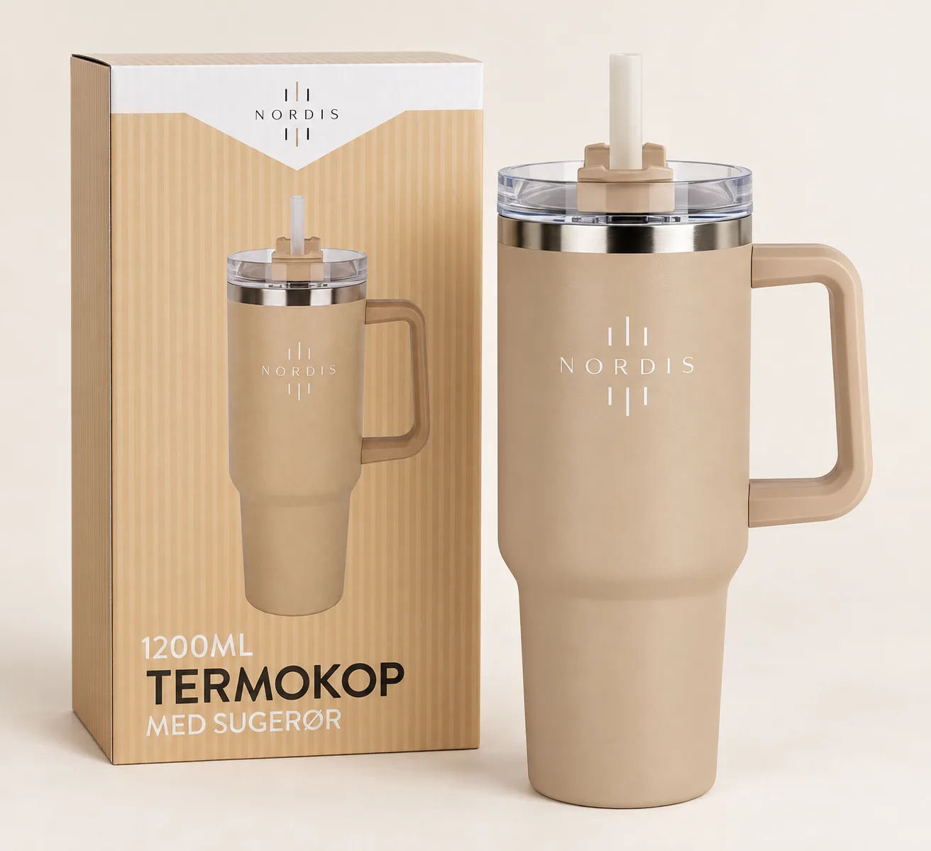 Termokop 1200 ml med sugerør